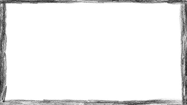 Hand-drawn, black, charcoal, rectangular, frame, animation, on, white, background, wiggling, organic, border, for, creative, video, titles, photo, overlays, and, storytelling.
