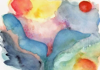 Abstract Energy Flow Composition, Organic Color Landscape, Fluid Emotional Forms, Contemporary Art Background, hand painted watercolor © pronoia