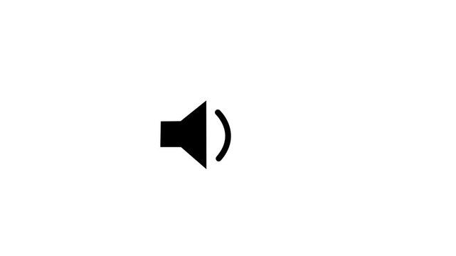 Animated speaker sound volume icon representing audio control media notification and communication signal concept in minimal outline motion style.4k animation.
