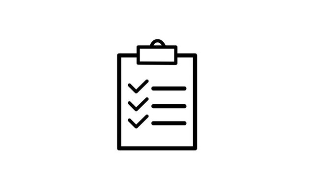 Checklist clipboard animation representing task management work flow planning productivity organization and business to-do list concept.4k animation.