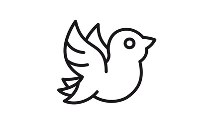 Minimalist black line art vector icon of a flying bird with wings spread, simple outline illustration of a dove or sparrow in flight, scalable graphic symbol for nature and peace concepts. © Haris