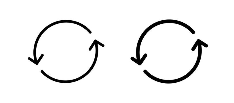 Recycling icon in black color for website or app.