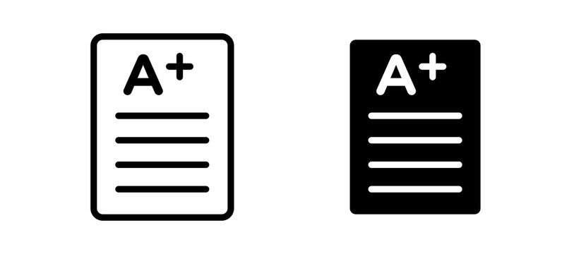 Report card icon in black color for website or app.