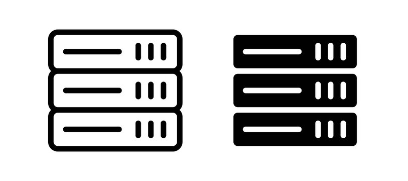 Server rack icon in black color for website or app.