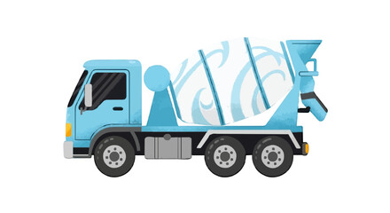 Fototapeta premium A blue cement mixer truck on transparent background