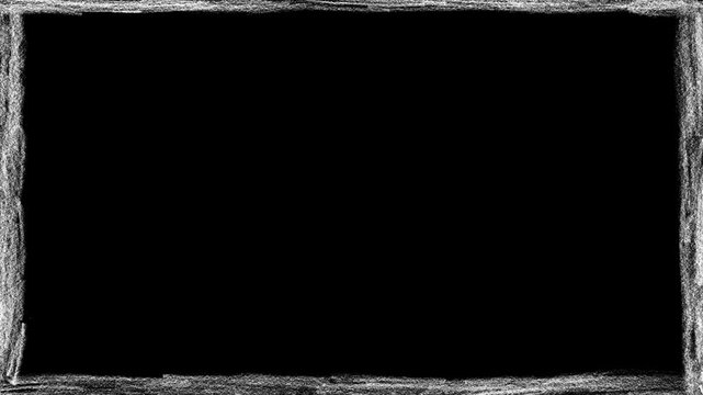 Hand-drawn, white, chalk, rectangular, frame, animation, on, black, background, wiggling, border, for, creative, titles, and, professional, cinematic, video, overlays.
