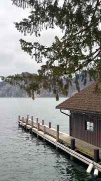 Mountain lake cabin on Traunsee