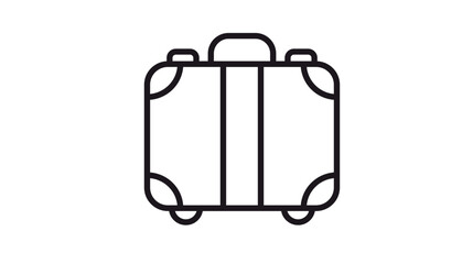 Suitcase vector icon, minimalist black line art illustration of travel luggage or business briefcase with handle and wheels, scalable symbol for vacation, trip, and professional travel concepts. © Azan
