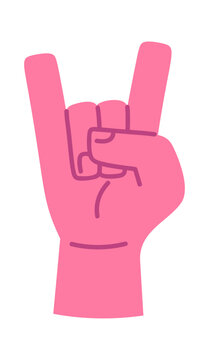 Hand Rock Gesture Sign Cartoon Style
