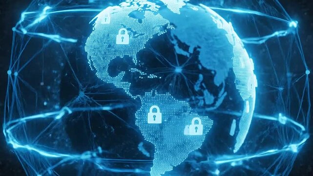 Digital globe concept cybersecurity protection and global network