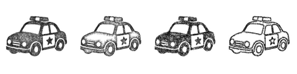 Sketch toy police car icon design set © David Zydd