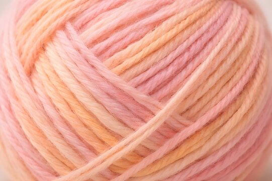 Detalle de ovillo de lana de color rosa y naranja.