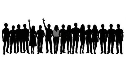 Naklejka premium Diverse people silhouettes standing together teamwork community concept PNG isolated on white