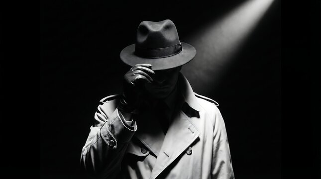 Man in a trench coat and hat with his face partially hidden