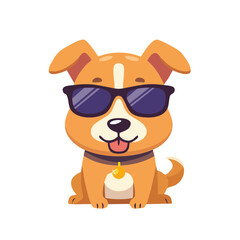 Naklejka premium Cute cartoon dog wearing sunglasses with a friendly and happy expression