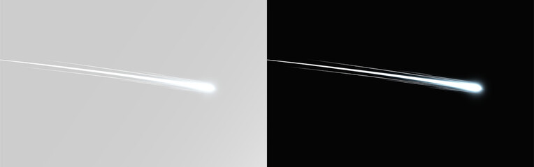 Falling star or meteor effect with glowing head and long trail png © Alehandro