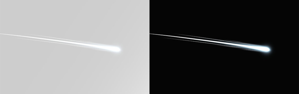 Falling star or meteor effect with glowing head and long trail png