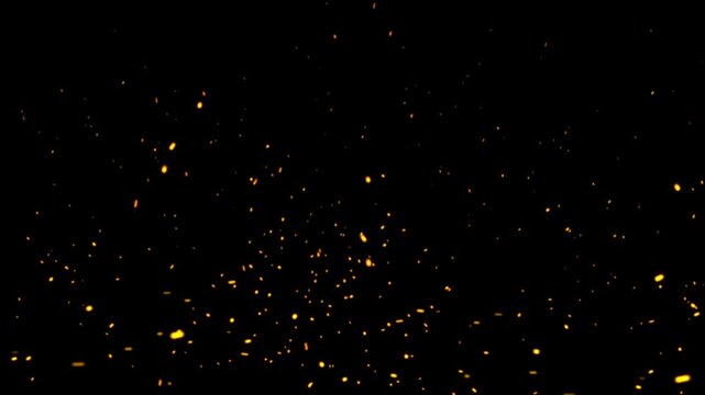 Fire particles moving fast with the wind, Fire flakes and bonfire background, Floating fire flame sparks particles on transparent background video, Hot burning fire sparks and ashes motion,