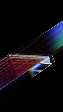 Abstract glass colorful shape an a black background, vertical 3d render