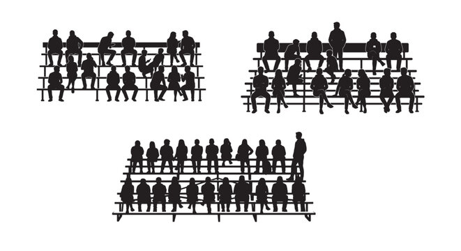 Silhouettes of People Sitting on Bleachers Watching an Event in Stadium Stands