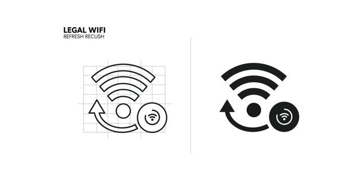Legal wifi refresh and refresh recurse icons with signal strength indicators