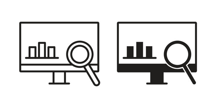 Data Analysing icon pack on white background. logotype graphic design