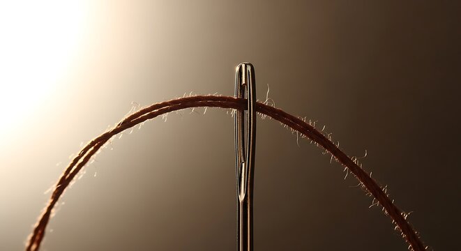 &ldquo;Thread Through Needle Macro &ndash; Precision Sewing and Craft Detail&rdquo;