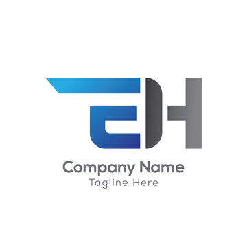 Abstract eh letter logo design with blue gradient abstract template corporate