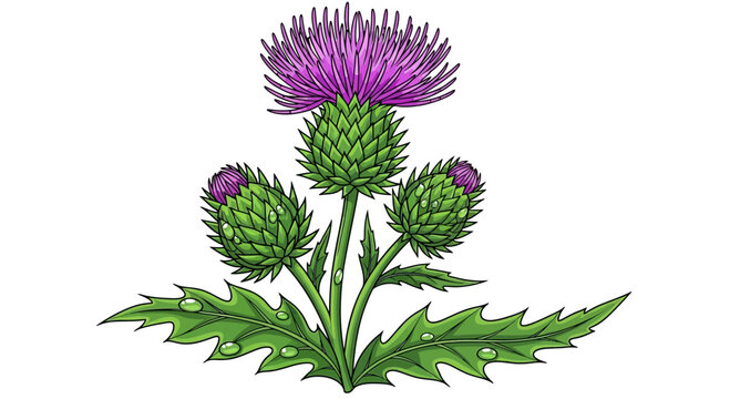 Scottish Thistle Flower with Water Droplets - National Flower of Scotland