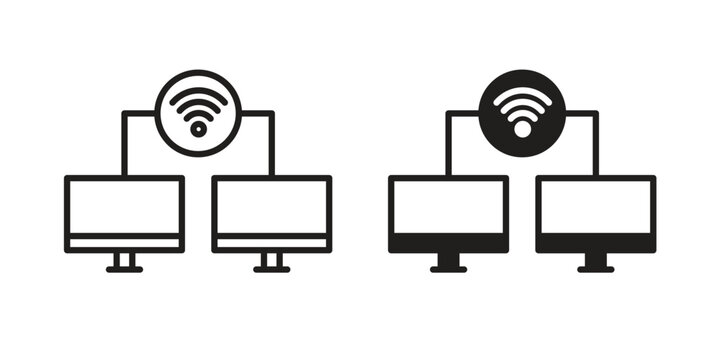 Local network icon pack on white background. logotype graphic design