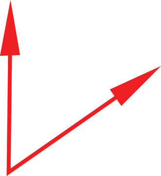 Two red arrows forming a right angle on a white background