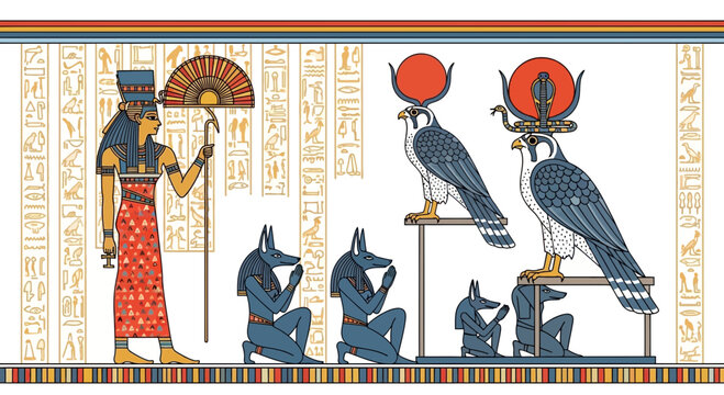 Ancient Egyptian Gods and Hieroglyphs: Isis, Anubis, Horus, Ra, Mythology, Religion