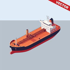 Fototapeta premium Oil Tanker Ship Perspective View Vector Illustration for Petroleum Logistics Marine Transportation Fuel Shipping Industry International Maritime Freight Ocean Vessel Global Trade