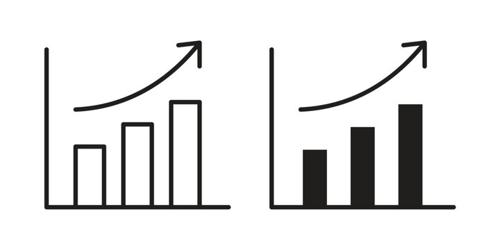 Upward Trending Graph Icon pack on white background. logotype graphic design