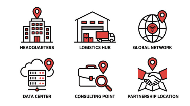 Business Operations and Logistics Global Network Icon Set