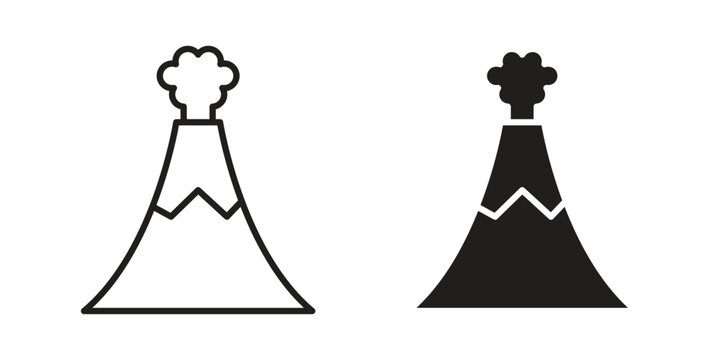 Volcano icon pack on white background. logotype graphic design