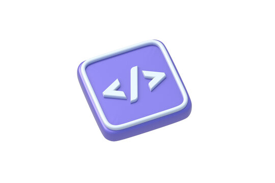 Coding symbol isolated on white background. Web programming icon. 3d render