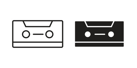 Obraz premium Cassette tape icon set. line art vector icon for apps and websites
