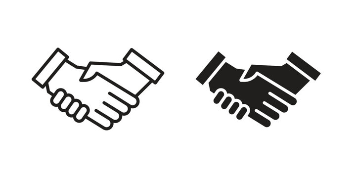 Deal handshake icon set. line art vector icon for apps and websites