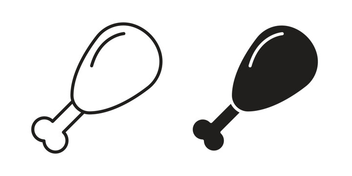 Drumstick bite icon set. line art vector icon for apps and websites