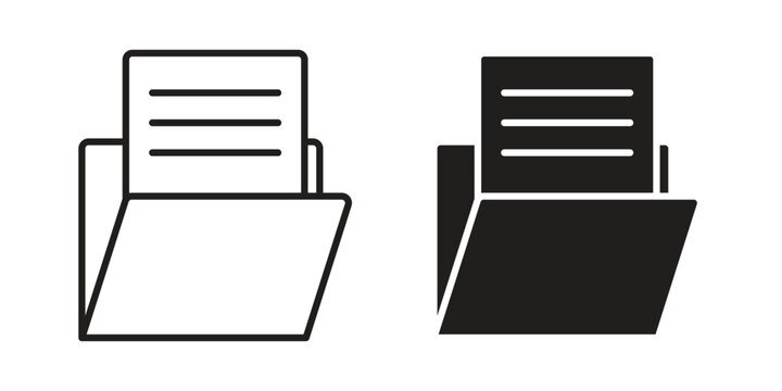 File Folder icon set. line art vector icon for apps and websites