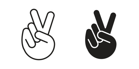 Fototapeta premium Hand peace icon set. line art vector icon for apps and websites