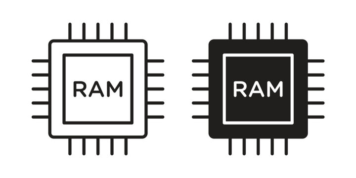 Memory icon set. line art vector icon for apps and websites