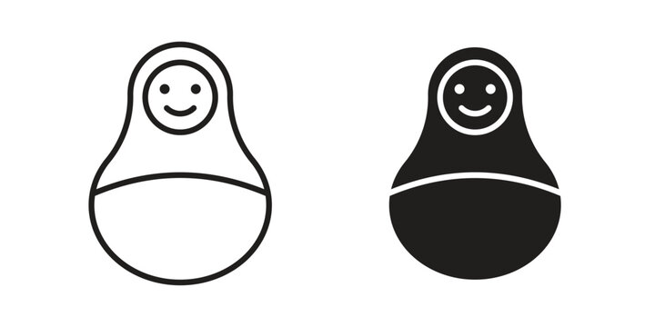 Nesting dolls icon set. line art vector icon for apps and websites
