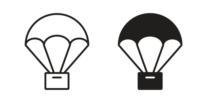 Parachute icon set. line art vector icon for apps and websites