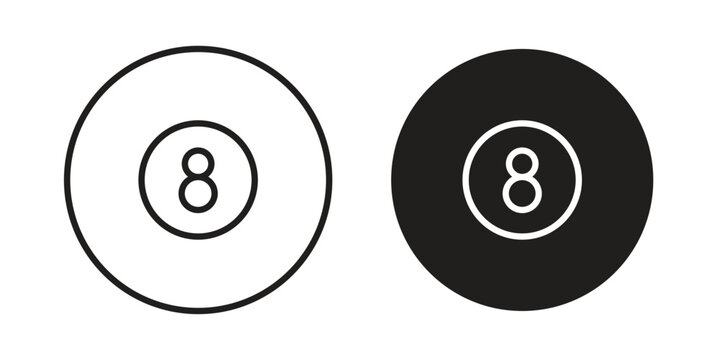 Pool 8 ball icon set. line art vector icon for apps and websites