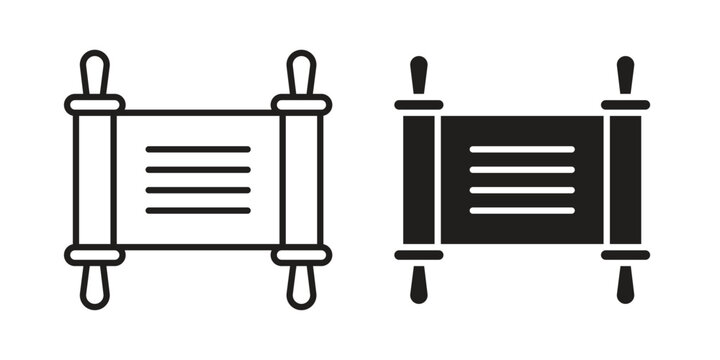 Scroll Torah icon set. line art vector icon for apps and websites