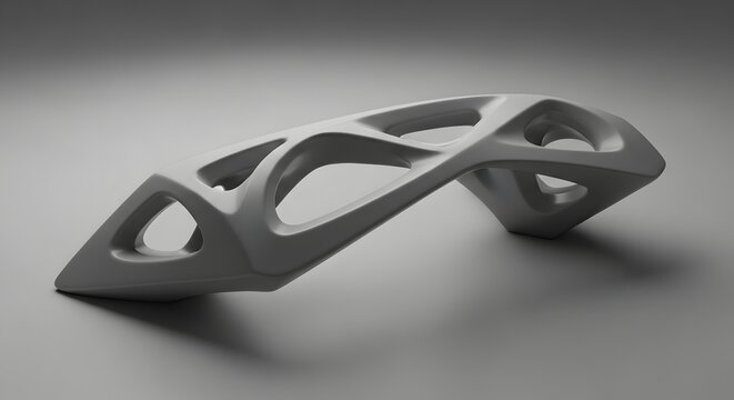 Sculptural drawer handle prototype 3D printed matte polymer industrial design render