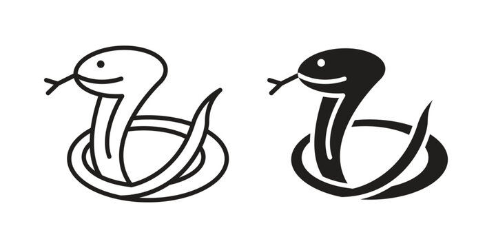Snake icon set. line art vector icon for apps and websites