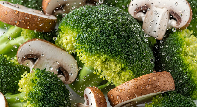 A pixelated image of sushi rolls and broccoli on a plate